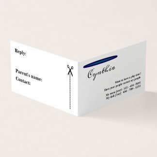 A Simple but Elegant Play Date Kids Business Card
