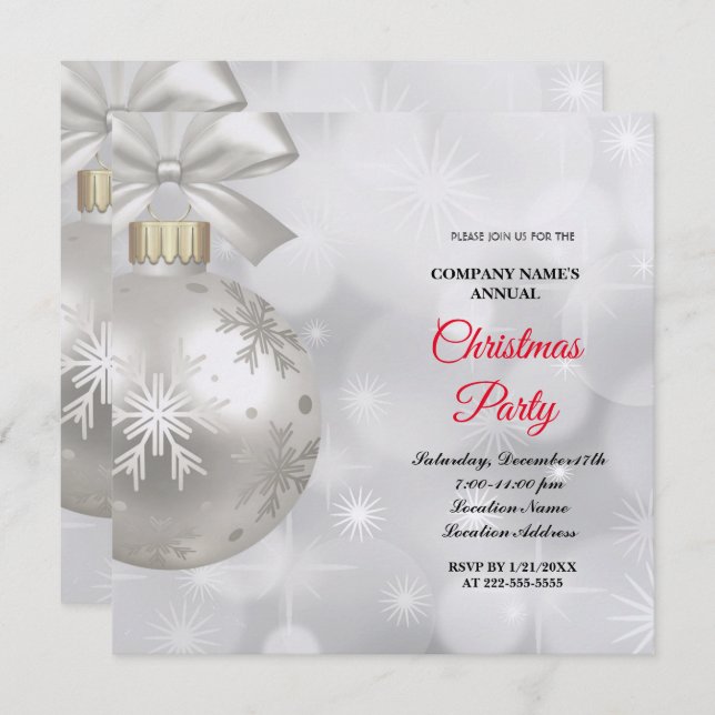 A simple  elegant Christmas party invitation  (Front/Back)