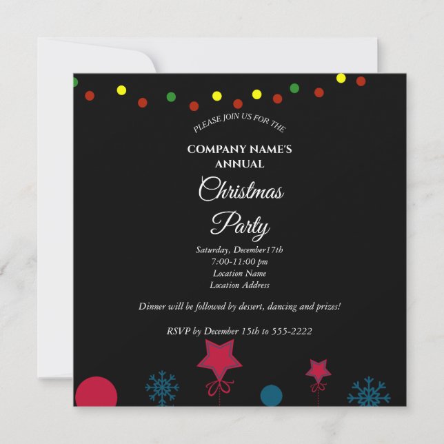 A simple  elegant Christmas party invitation  (Front)