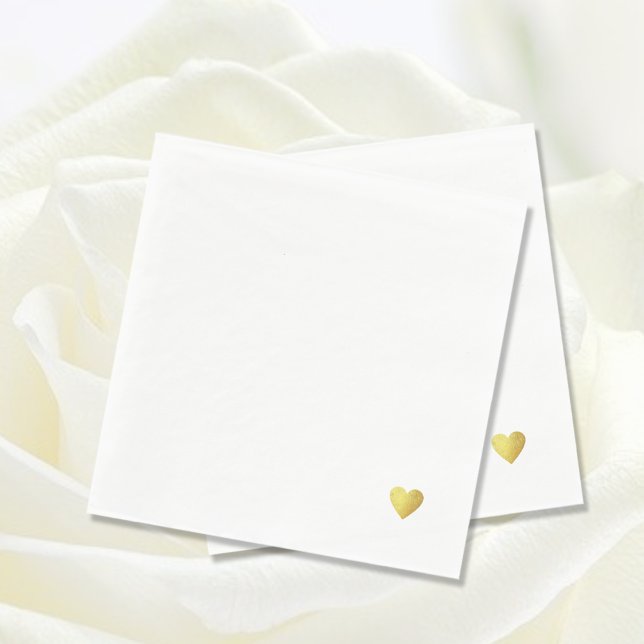 a simple faux gold love heart on white wedding  napkin (Creator Uploaded)