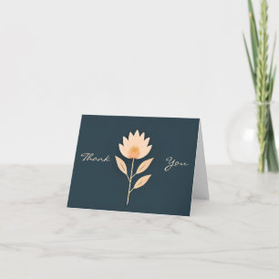 A Simple Flower Peach on Grey Thank You Note Card