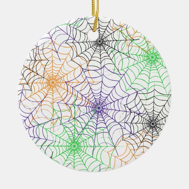 A Simple Halloween Spider's Web Pattern Ceramic Tree Decoration (Front)