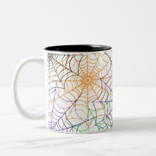 A Simple Halloween Spider's Web Pattern Two-Tone Coffee Mug