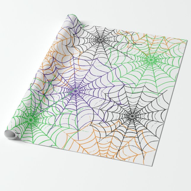 A Simple Halloween Spider's Web Pattern Wrapping Paper (Unrolled)