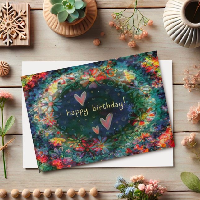 A Simple Happy Birthday Pretty Floral Trendy  Card (Creator Uploaded)