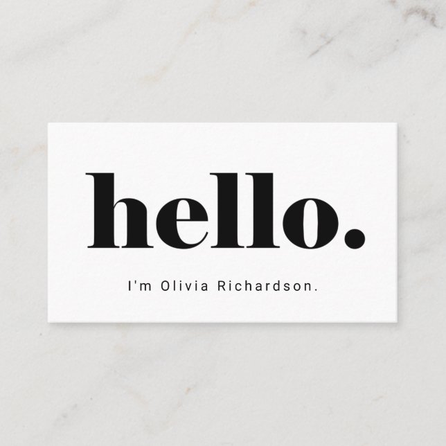 A Simple Hello | Bold and Modern Typography Business Card (Front)