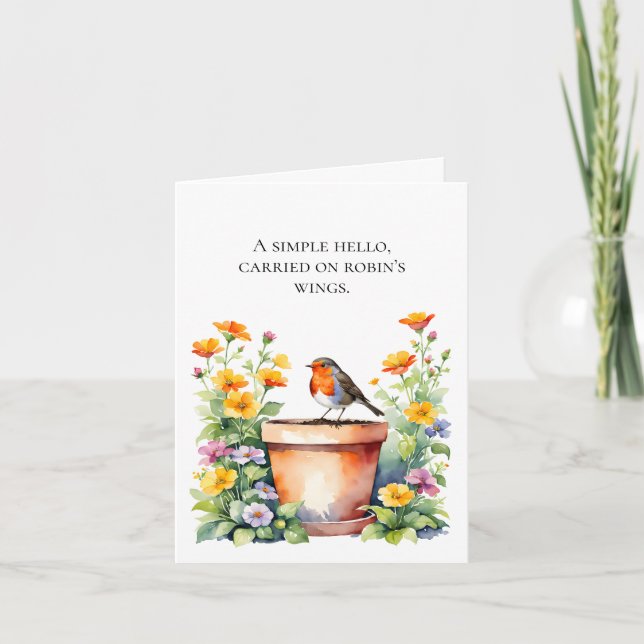 A Simple Hello, Carried on Robin’s Wings Card  (Front)
