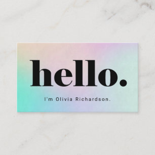 A Simple Hello Modern Holographic Look Business Card