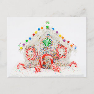 A simple home made gingerbread house postcard