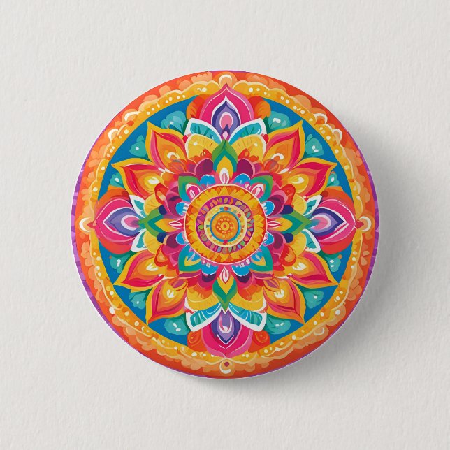 A simple mandala 6 cm round badge (Front)