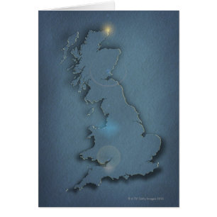 A simple map of the British Isles with sunset