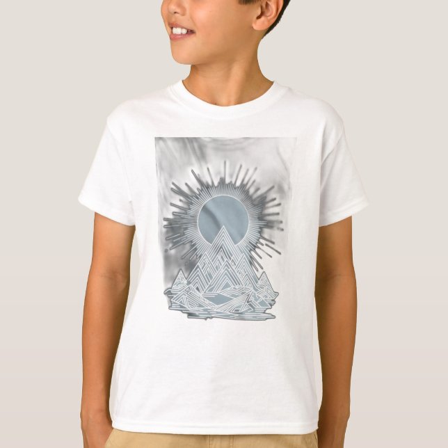A simple mountain and sun combo T-Shirt (Front)