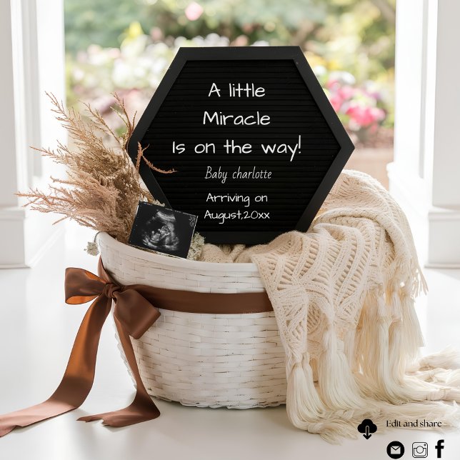 A simple neutral basket pregnancy announcement (Creator Uploaded)