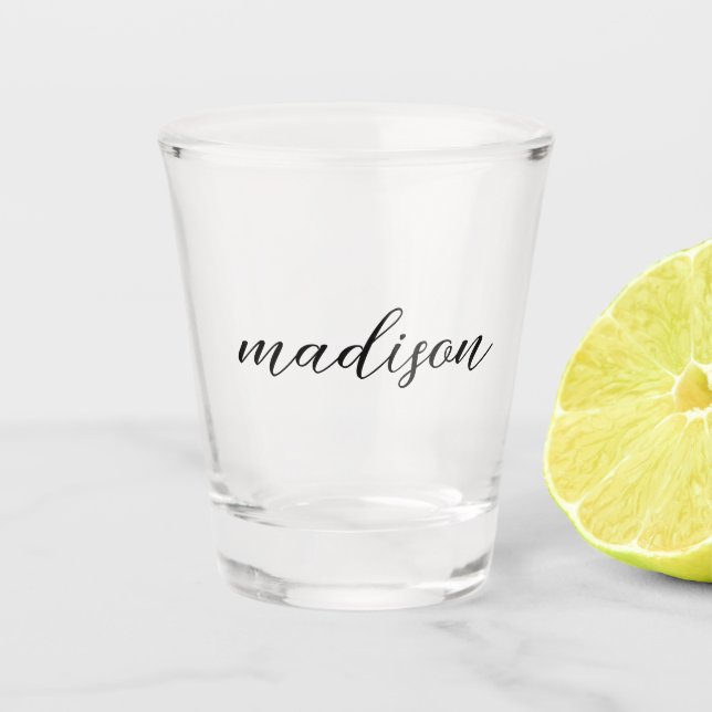 A simple stylish custom monogram design  shot glass (Front)