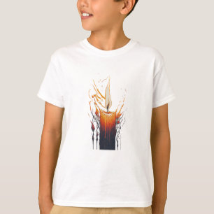 A simple, yet evocative, sketch of a candle flame, T-Shirt