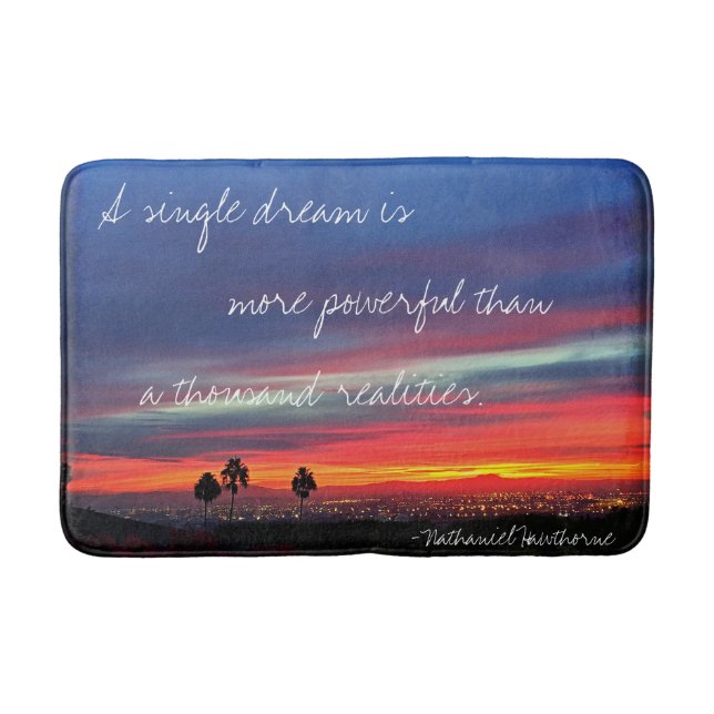 A Single Dream Quote Orange Blue Sunset Photo Bold Bath Mat (Front)
