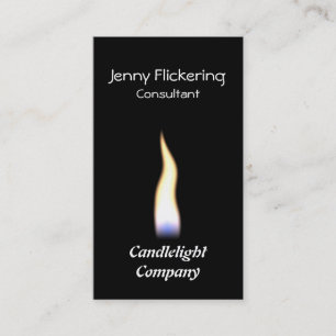 A single flame on a black background business card