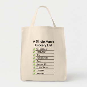 A Single Man's Grocery List Tote Bag