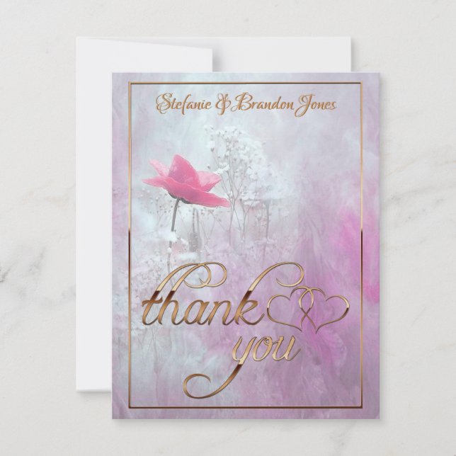 A Single Pink Rose/Gold Trim Card (Front)