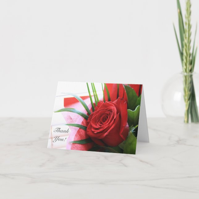 A Single Red Rose, Thank You Note Card (Front)