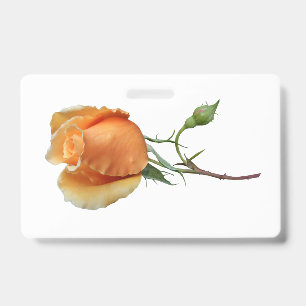 A single rose cutting ID badge