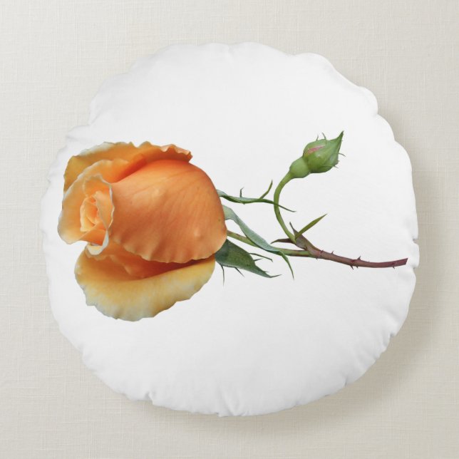 A single rose cutting       round cushion (Front)