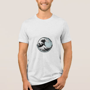 A single wave curling Tri-Blend shirt