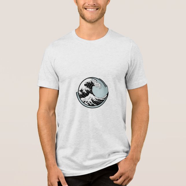 A single wave curling Tri-Blend shirt (Front)