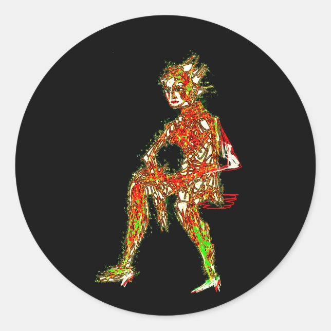 A sitting woman classic round sticker (Front)