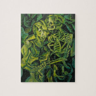 A Skeleton Embracing A Zombie Halloween Horror Jigsaw Puzzle