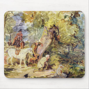 A Sketch for 'Foresters Stalking Deer' (oil over c Mouse Pad