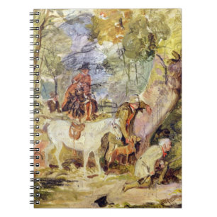 A Sketch for 'Foresters Stalking Deer' (oil over c Spiral Notebook