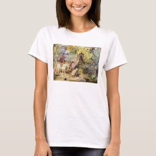 A Sketch for 'Foresters Stalking Deer' (oil over c T-Shirt
