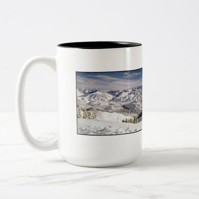 A Skiers View from the Top of Bald Mountain Two-Tone Coffee Mug (Left)