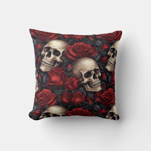 A Skull and Roses Series Design 10 Cushion (Front)