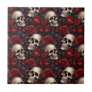 A Skull and Roses Series Design 10 Tile