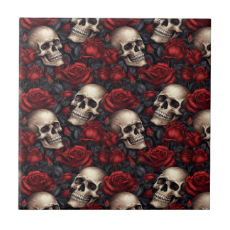 A Skull and Roses Series Design 10 Tile