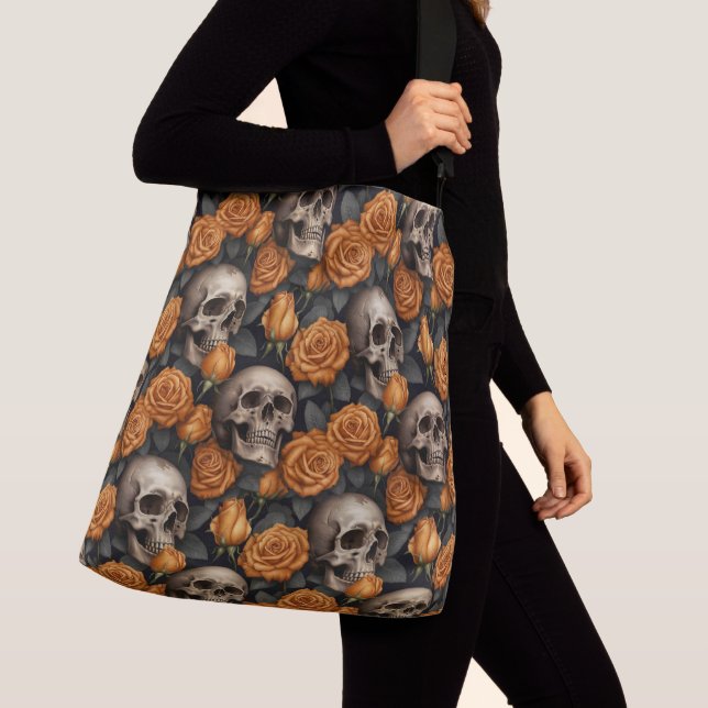 A Skull and Roses Series Design 11 Crossbody Bag (Close Up)