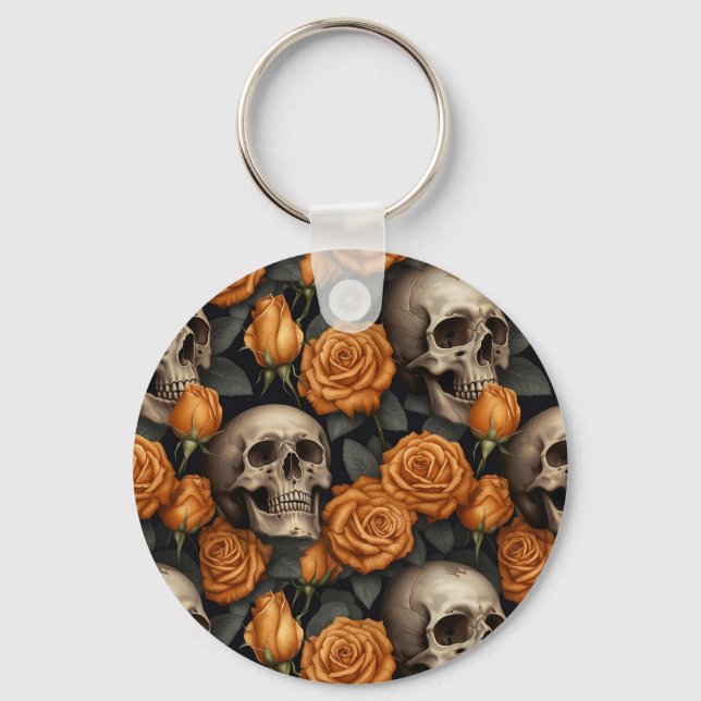 A Skull and Roses Series Design 11 Key Ring (Front)