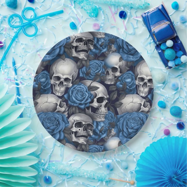 A Skull and Roses Series Design 12 Paper Plate (Party)