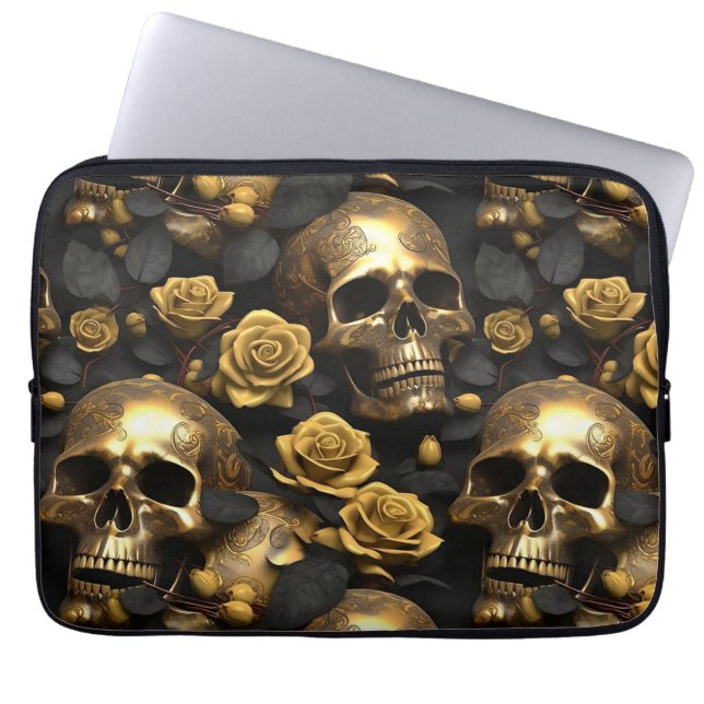 A Skull and Roses Series Design 8 Laptop Sleeve (Front)