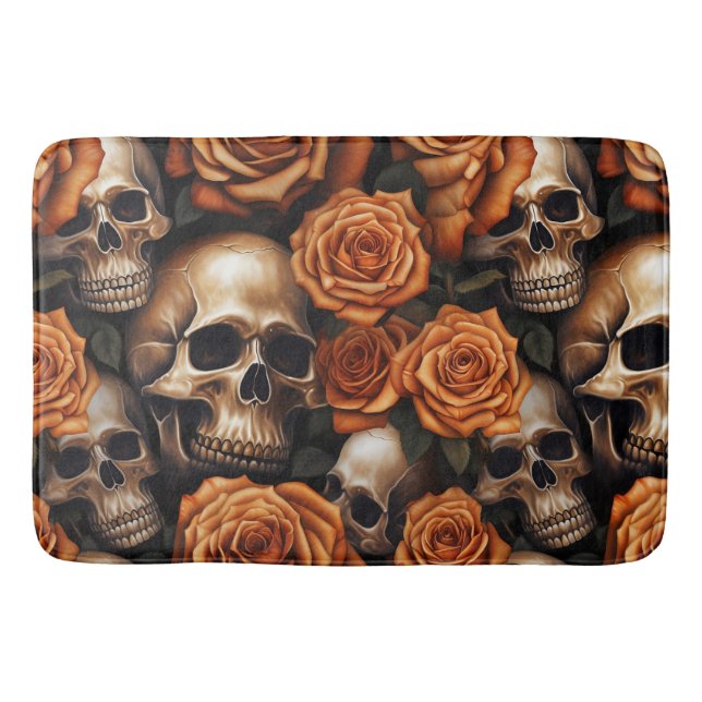 A Skull and Roses Series Design 9 Bath Mat (Front)