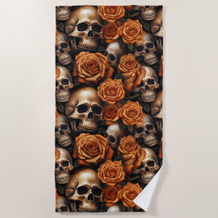 A Skull and Roses Series Design 9 Beach Towel