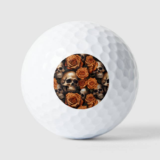 A Skull and Roses Series Design 9 Golf Balls (Front)