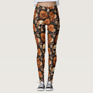 A Skull and Roses Series Design 9 Leggings
