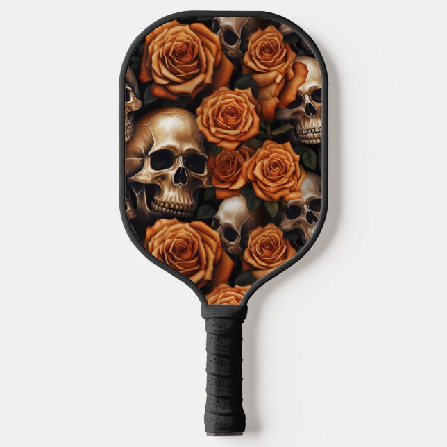 A Skull and Roses Series Design 9 Pickleball Paddle (Front)