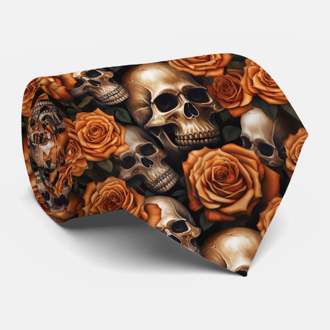 A Skull and Roses Series Design 9 Tie (Rolled)