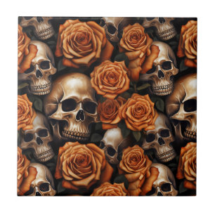 A Skull and Roses Series Design 9 Tile