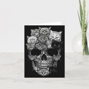 A Skull But Cats Kitty Skeleton Halloween Cat Card