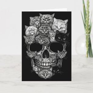 A Skull But Its Cats Kitty Skeleton Halloween Cat Card